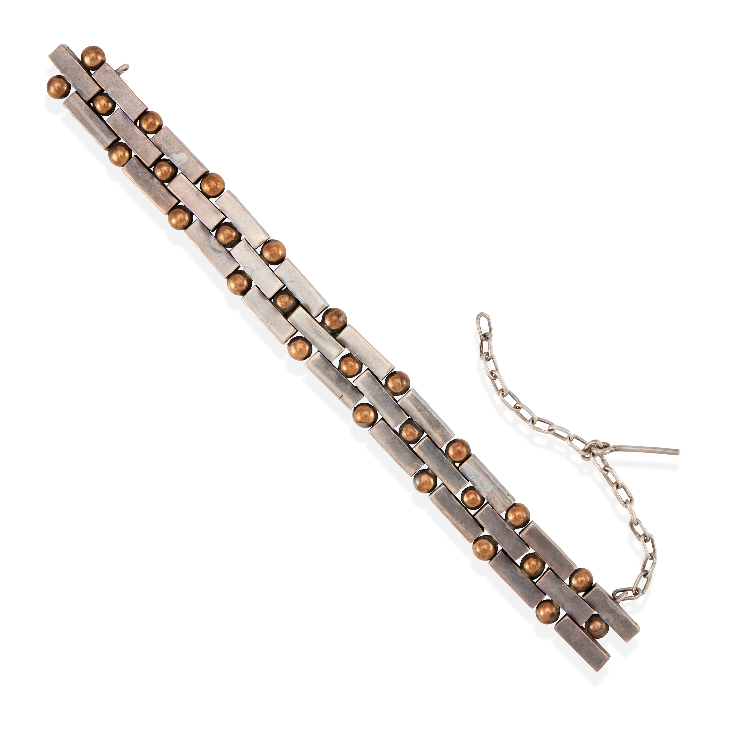 Bracelet of Three Tiers of Rectangles Separated by Bronze - Photo 1