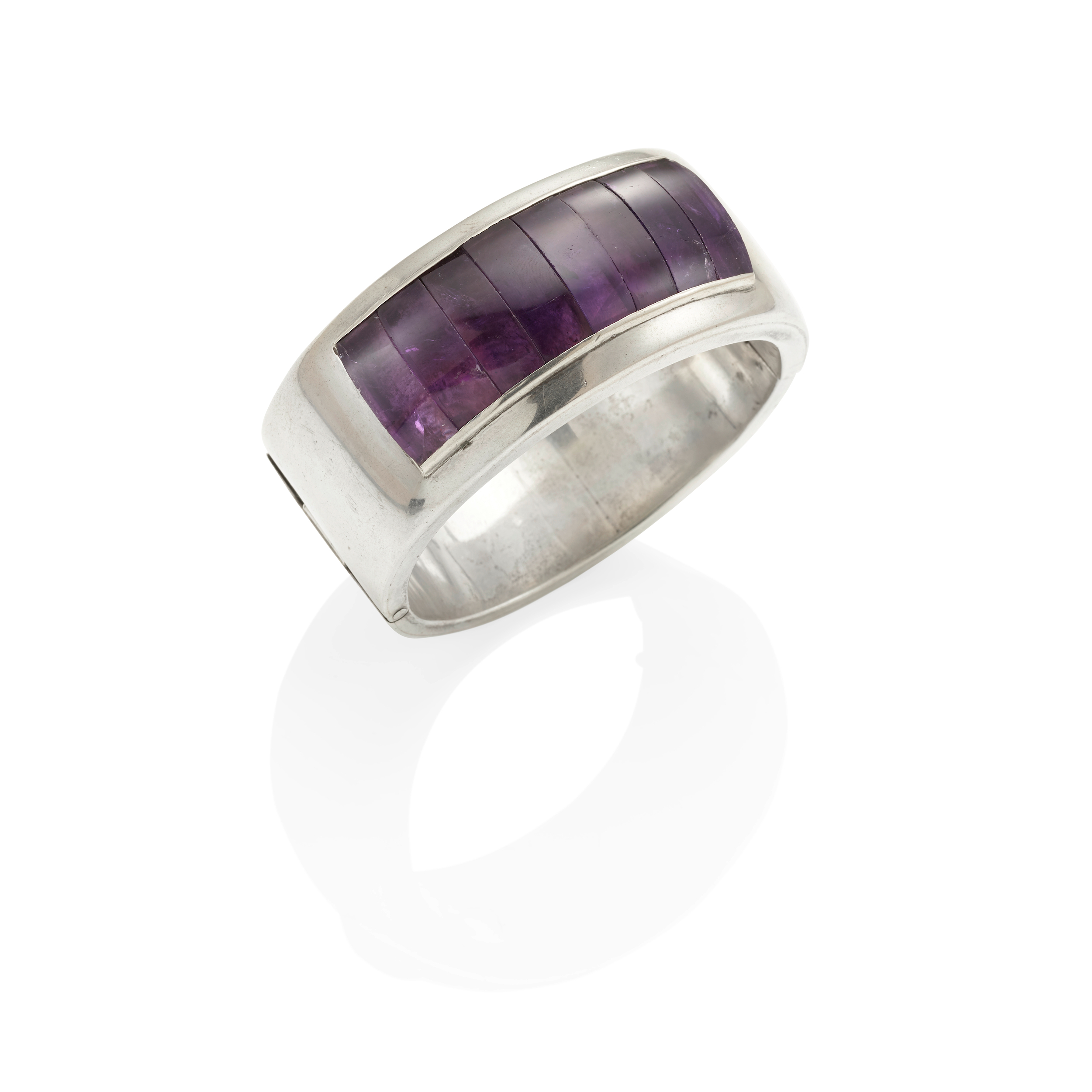 Silver and Amethyst Cabochon Bracelet