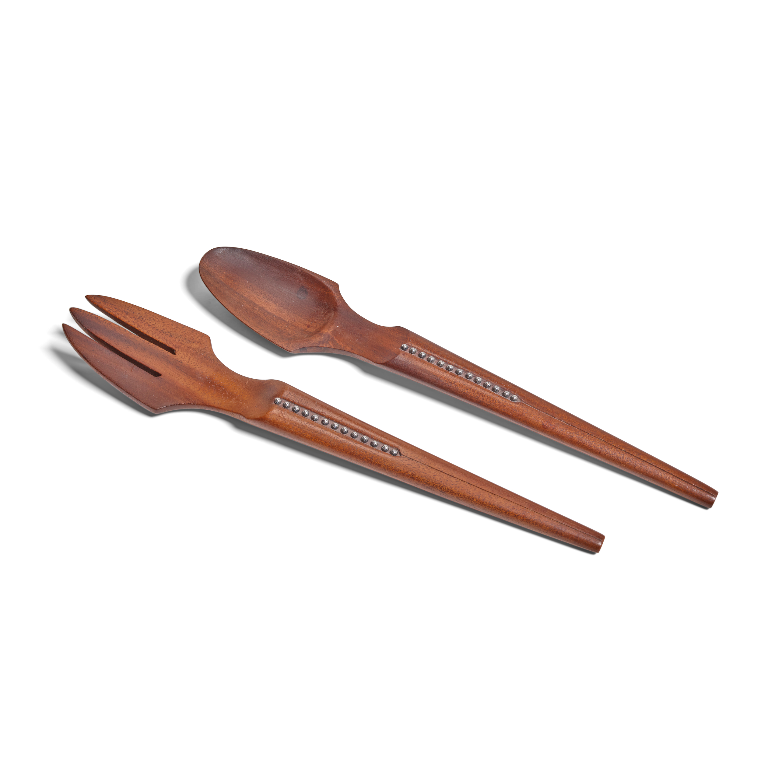 Rosewood Salad Servers with Twelve Silver Beads - Photo 1