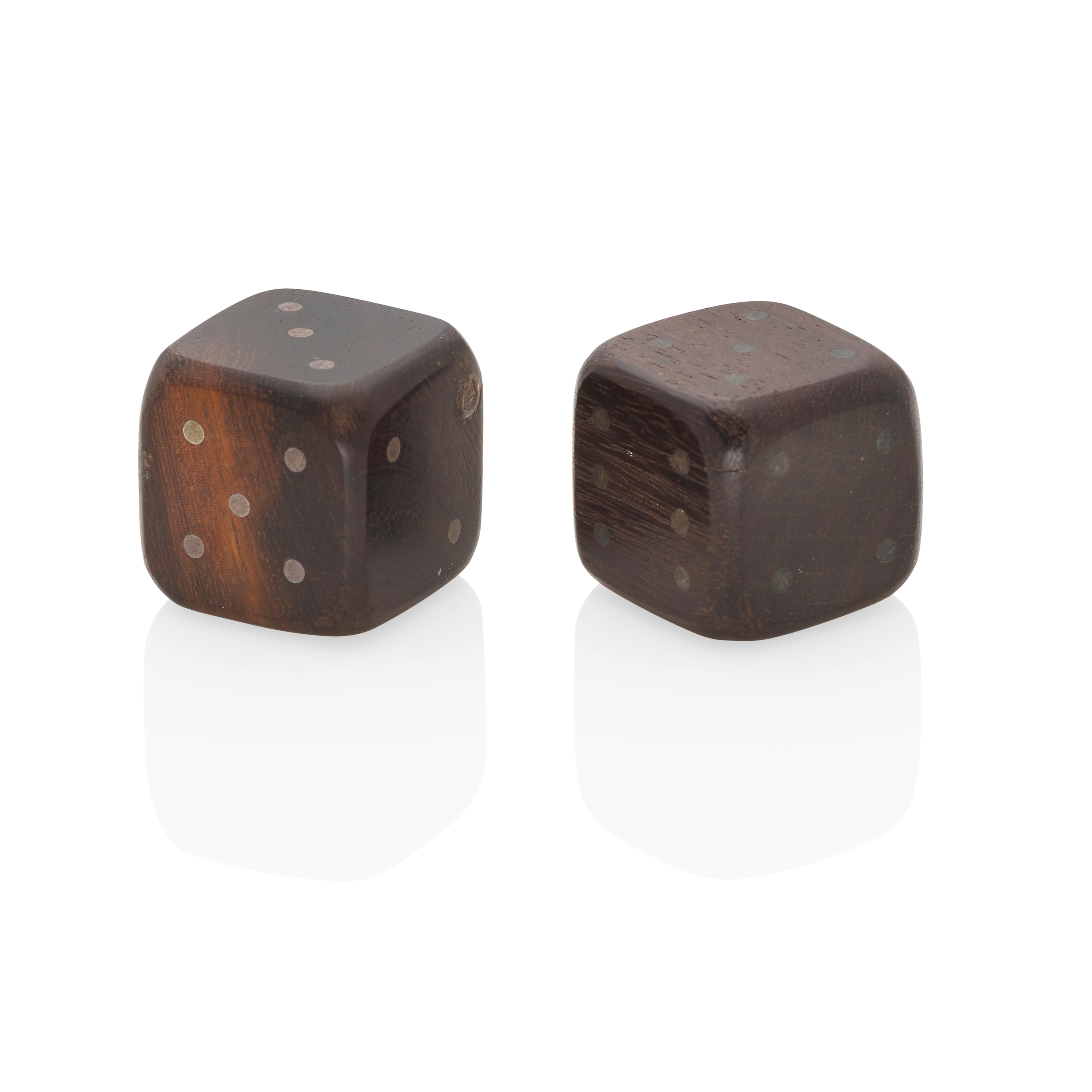 Rosewood Dice with Inset Silver Discs - Photo 1