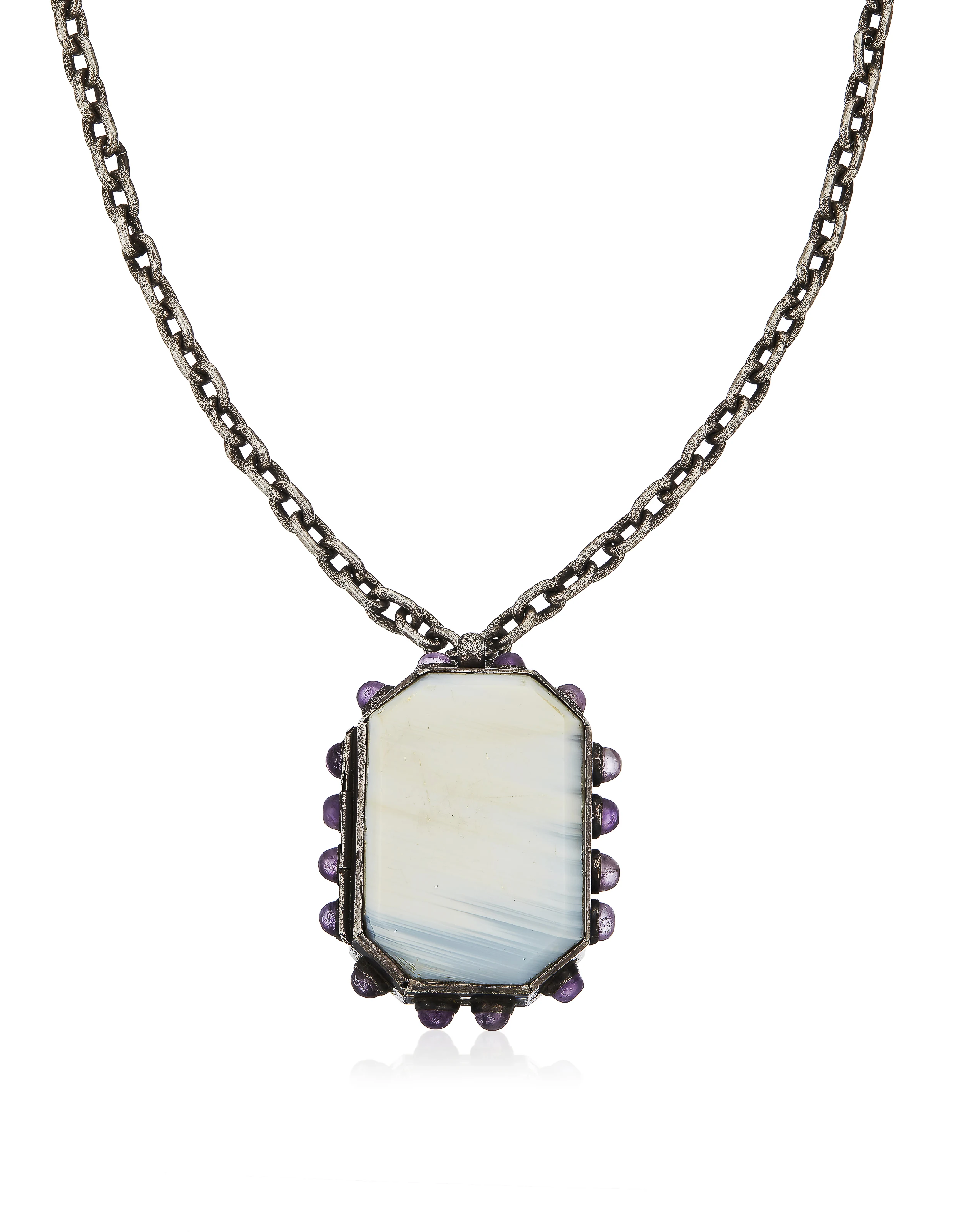 Agate And Amethyst Locket Necklace - Photo 1