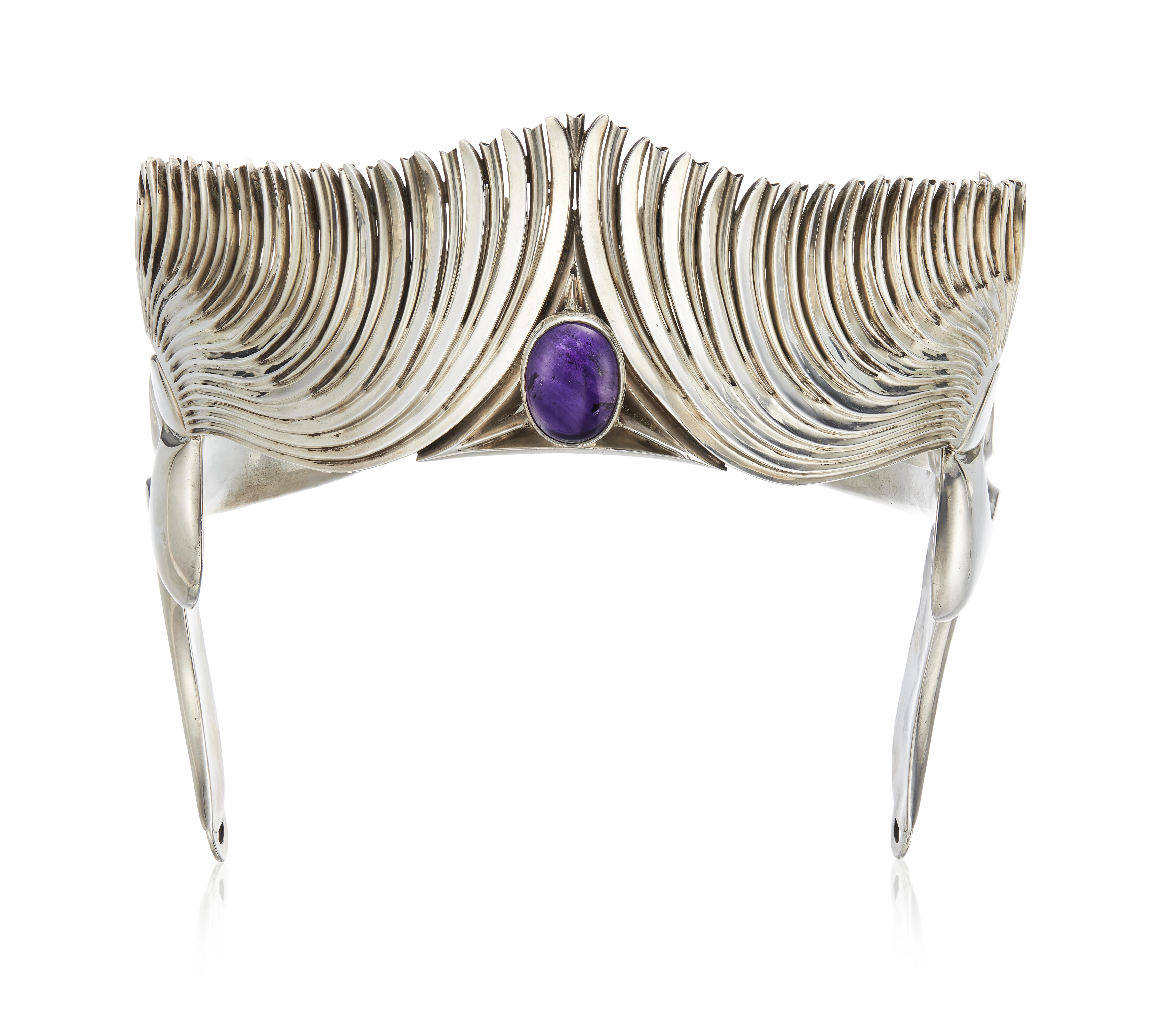 Silver crown for the Taxco Silver Fair with amethyst and aventurine quartz - Photo 1