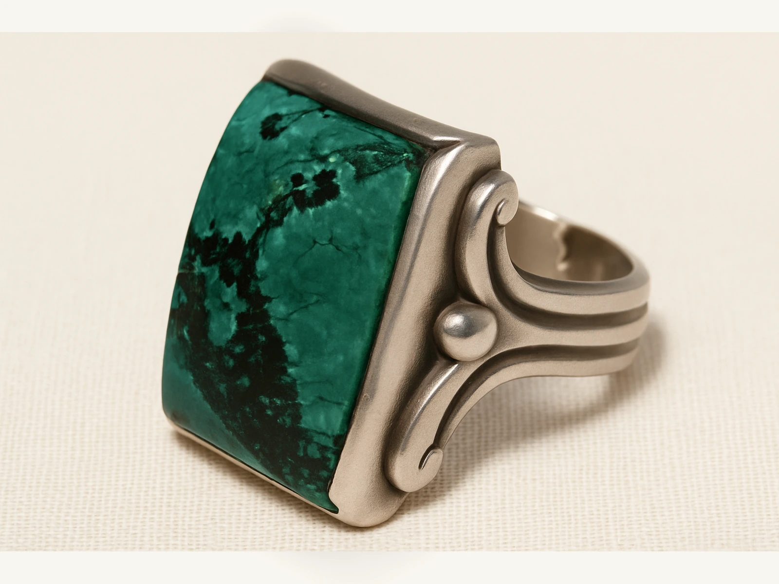 Rectangular Malachite Ring