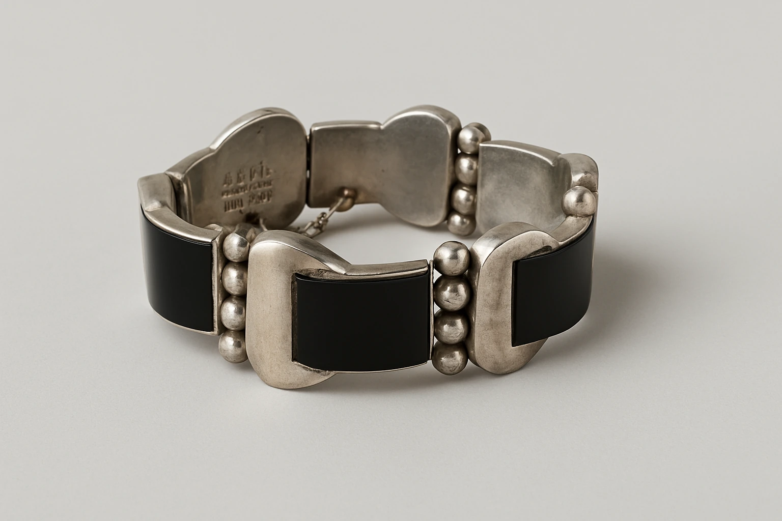 Bracelet with Rectangular Onyx Cabochons