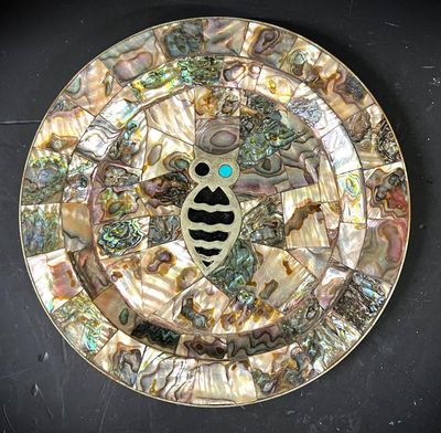 owl silverplate turquoise plate - Photo 1
