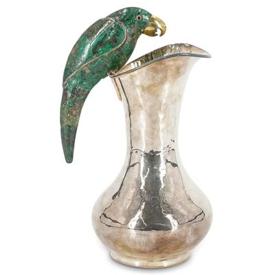 parrot silverplate stone inlay water pitcher - Photo 1