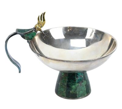 stone inlay silverplate plate