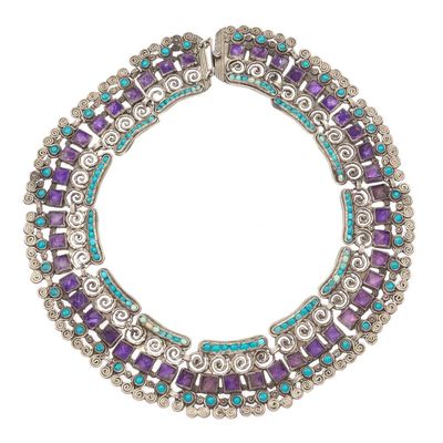 turquoise amethyst collar necklace - Photo 1