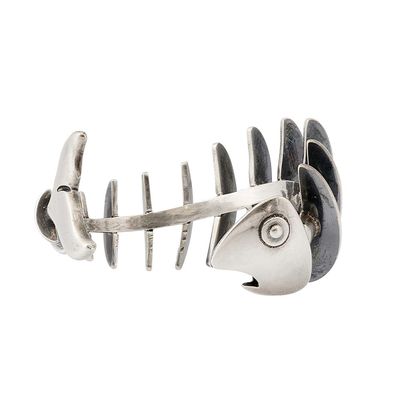 Sculptural Fish Skeleton Cuff Bracelet