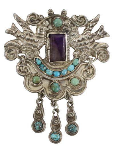 turquoise amethyst pin - Photo 1