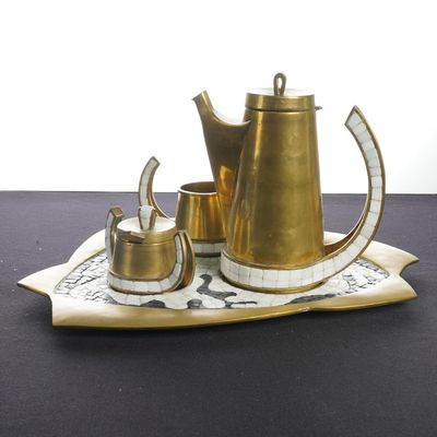 black and white mosaic coffee service - Photo 1
