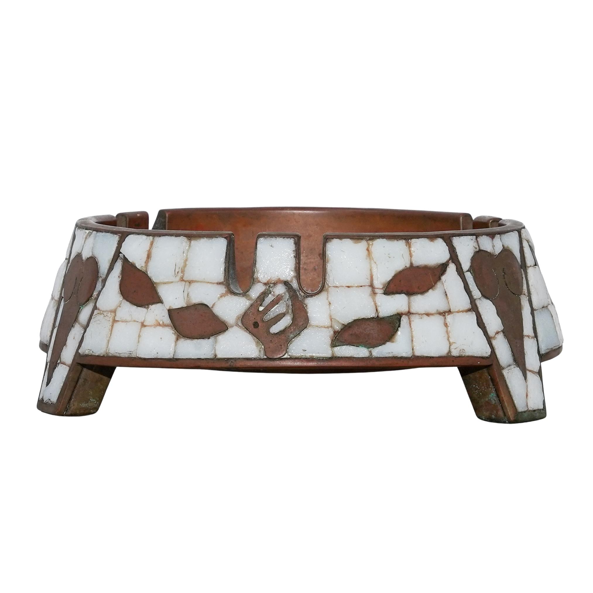 mosaic brass footed bowl