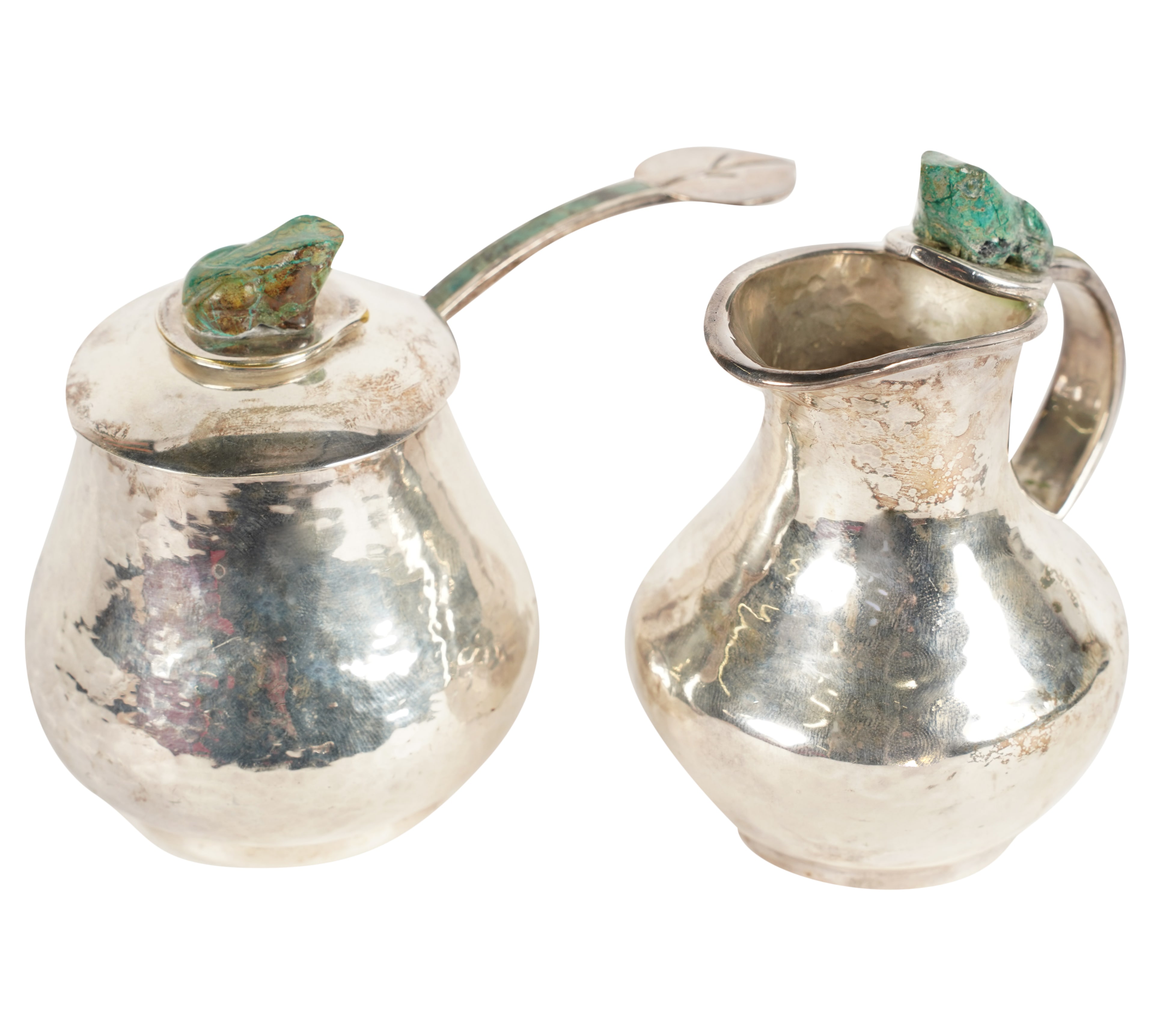 frog silverplate stone inlay creamer creamer and sugar - Photo 1