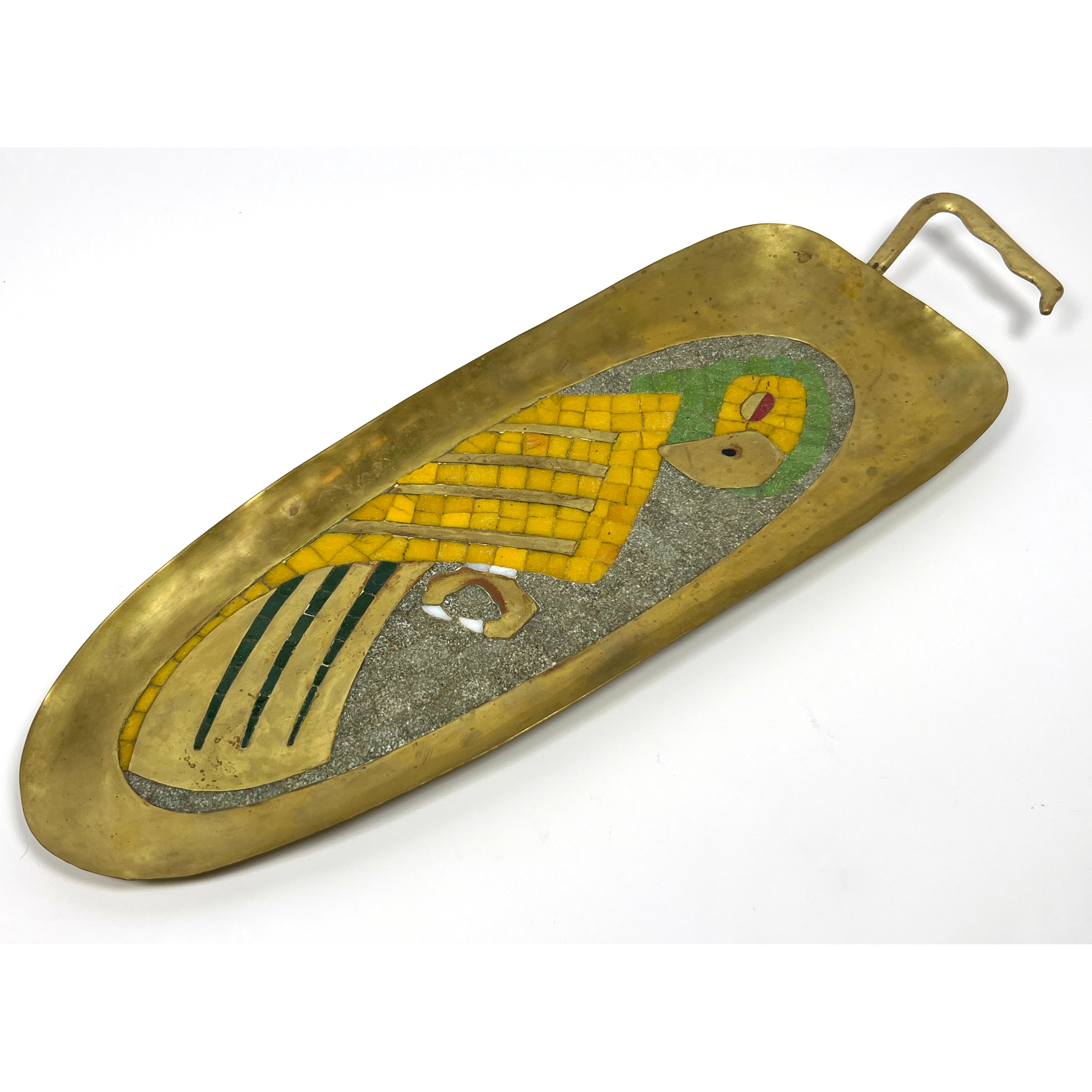parrot mosaic brass tray - Photo 1