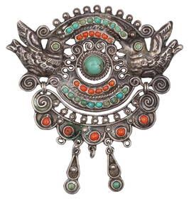 turquoise amethyst pin