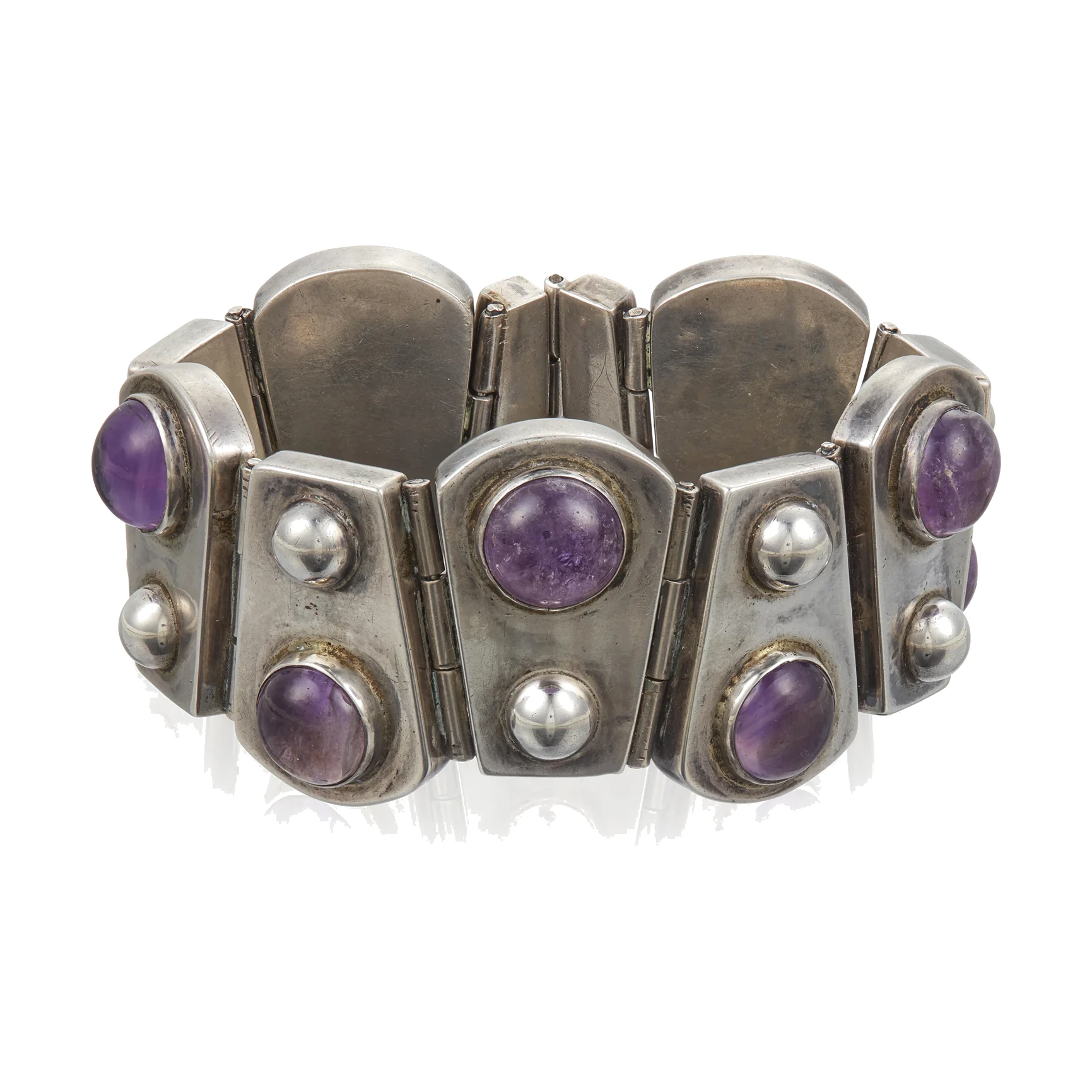 Amethyst and Silver Link Bracelet