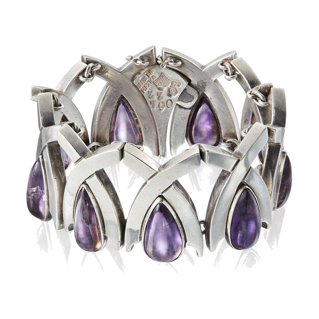 Crossing-Arch Amethyst and Silver Bracelet - Photo 1