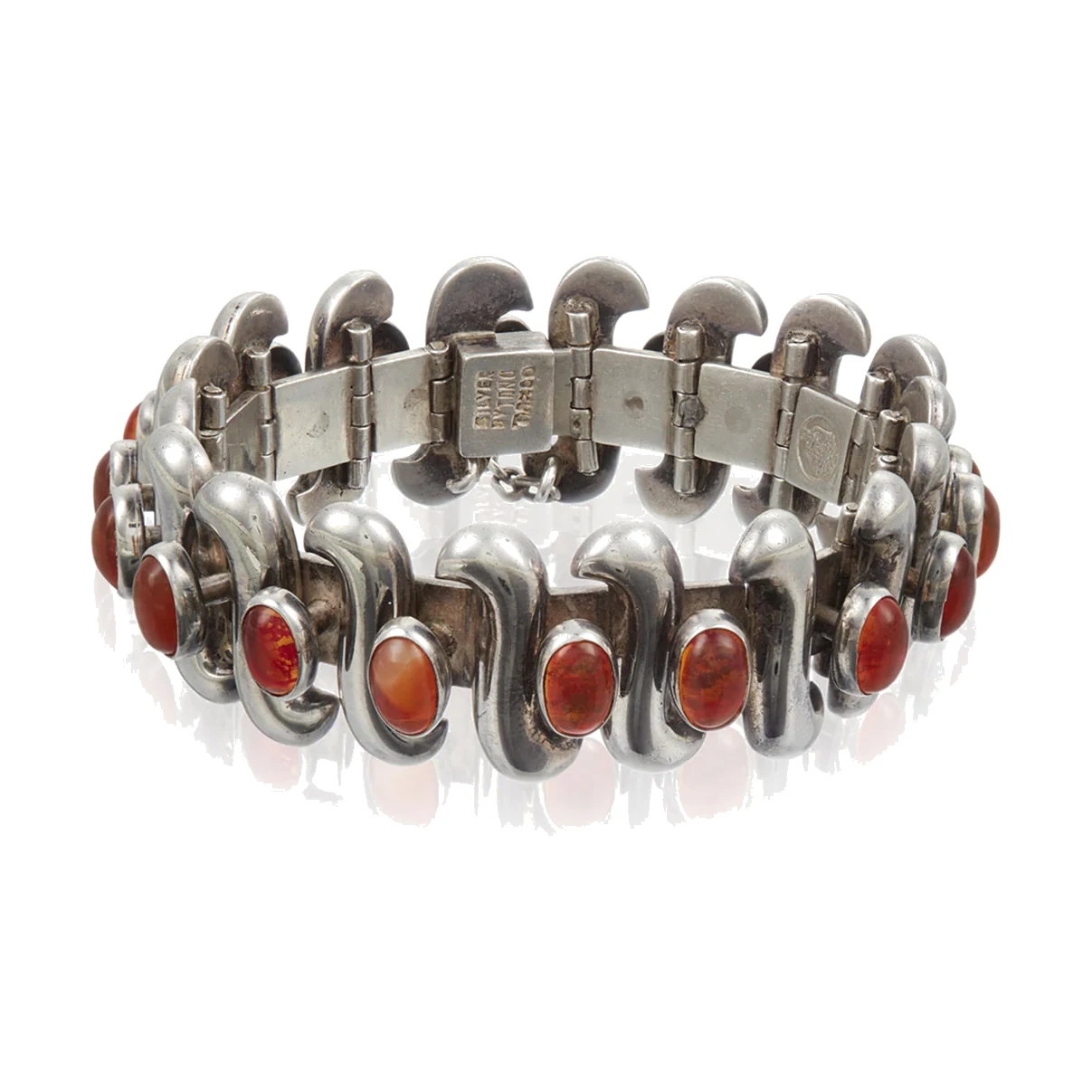 Fire Opal and Silver S-Link Bracelet - Photo 1