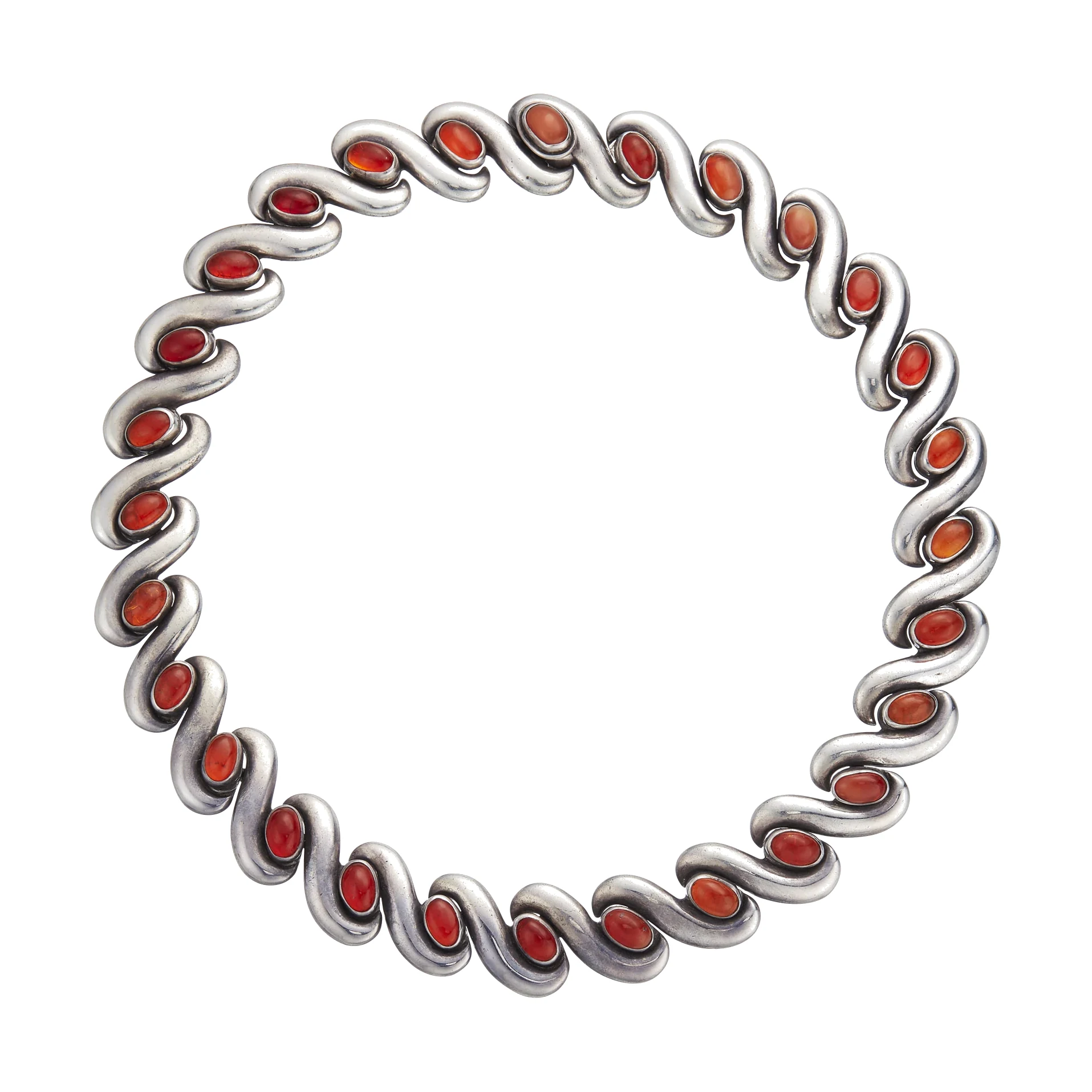 Fire Opal and Silver S-Link Necklace - Photo 1