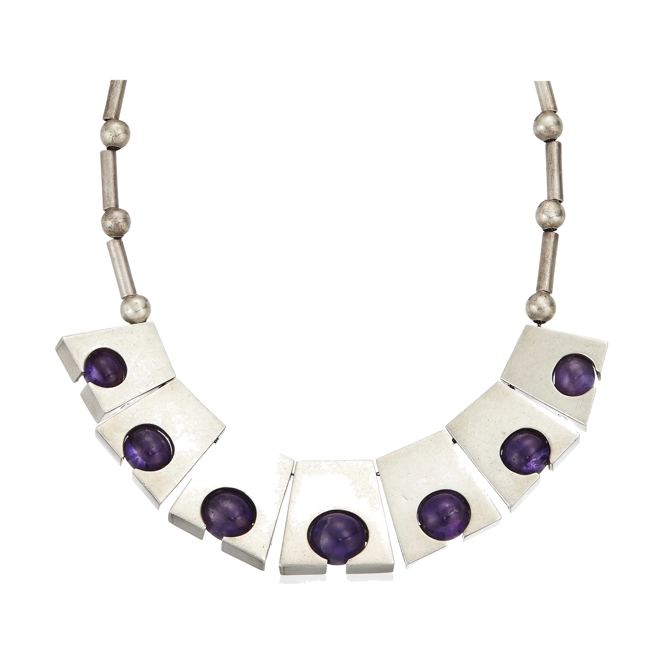 Trapezoid and amethyst shadow-box necklace - Photo 1