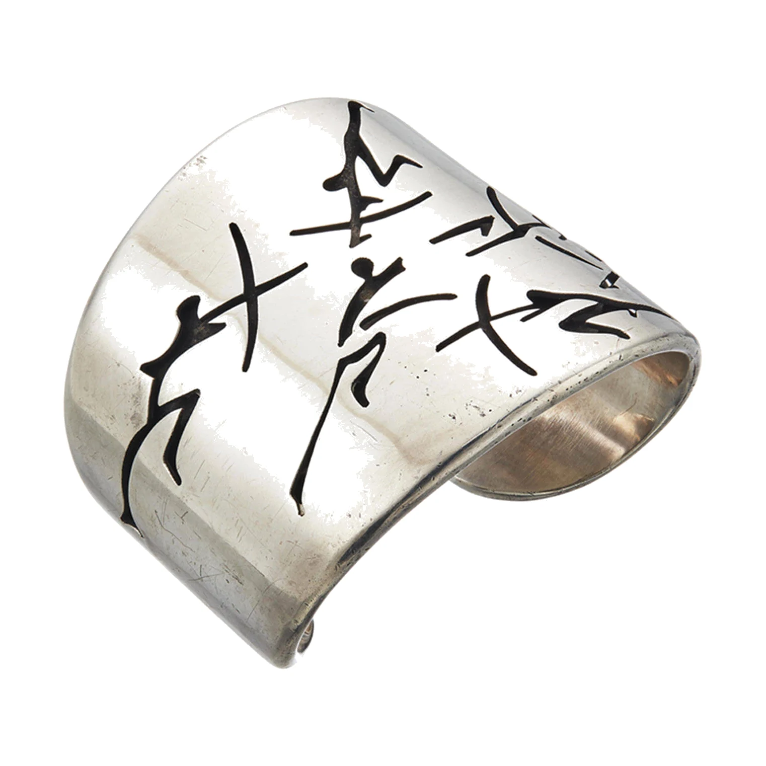 Native Warrior Silver Cuff Bracelet - Photo 1