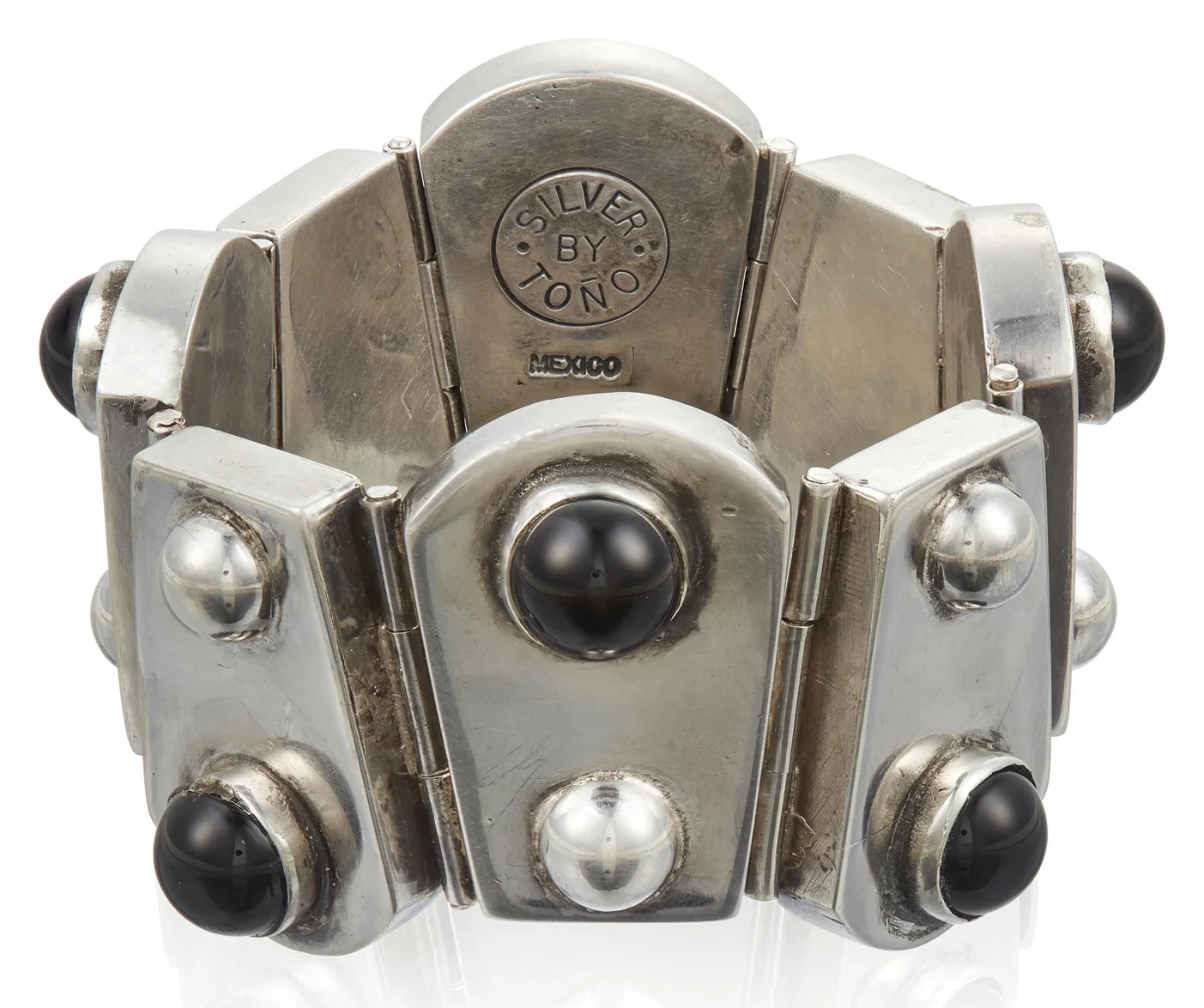 Onyx and Silver Link Bracelet - Photo 1