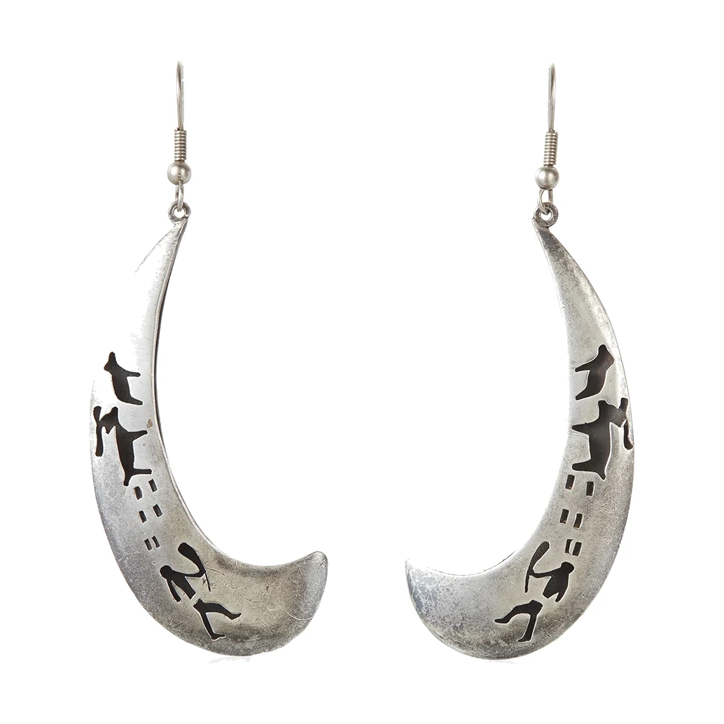 Petroglyph Silver Earrings - Photo 1