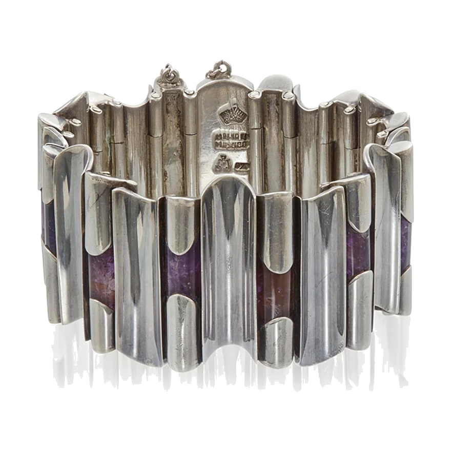Roof-Tile Amethyst and Silver Bracelet