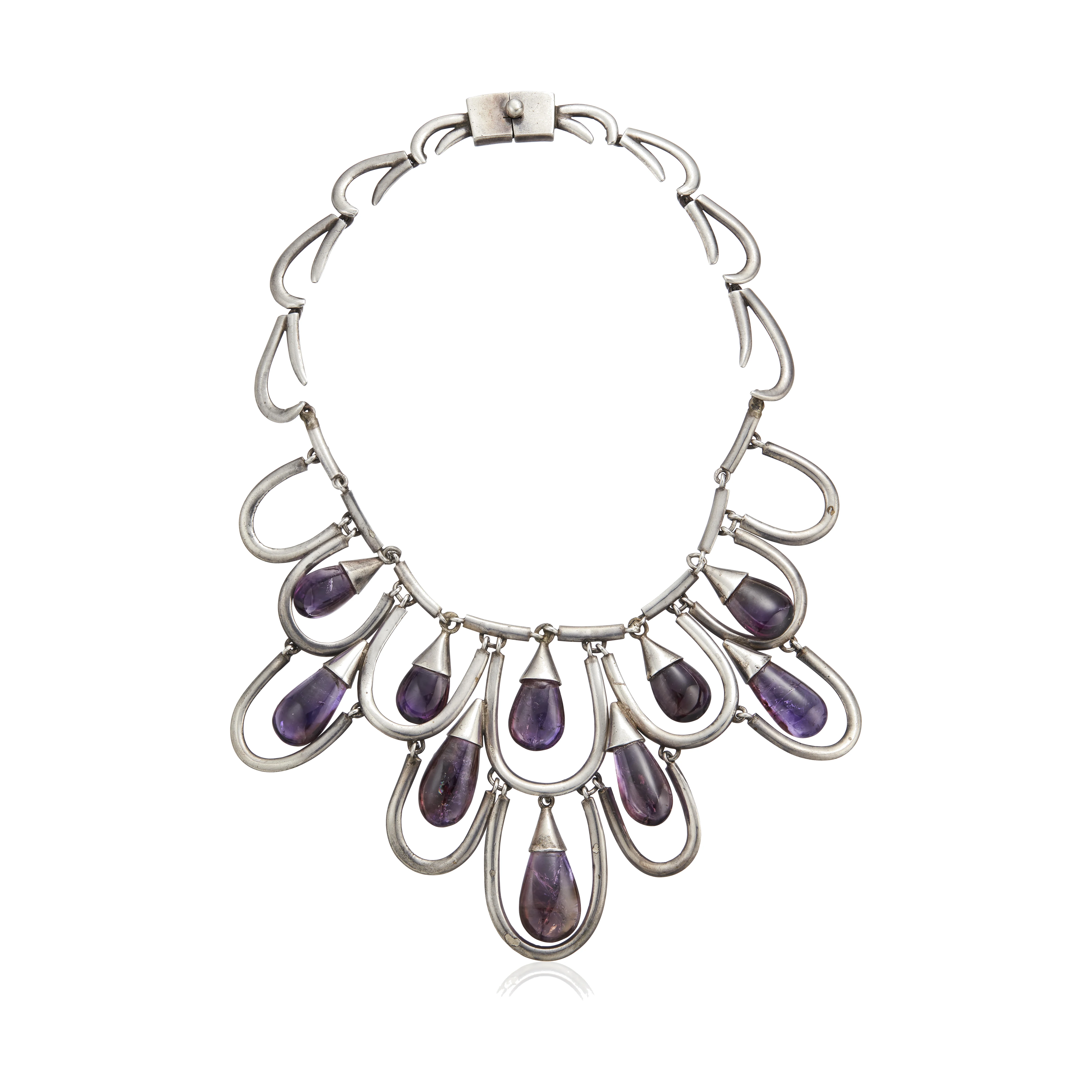 Caged amethyst teardrop pectoral necklace - Photo 1