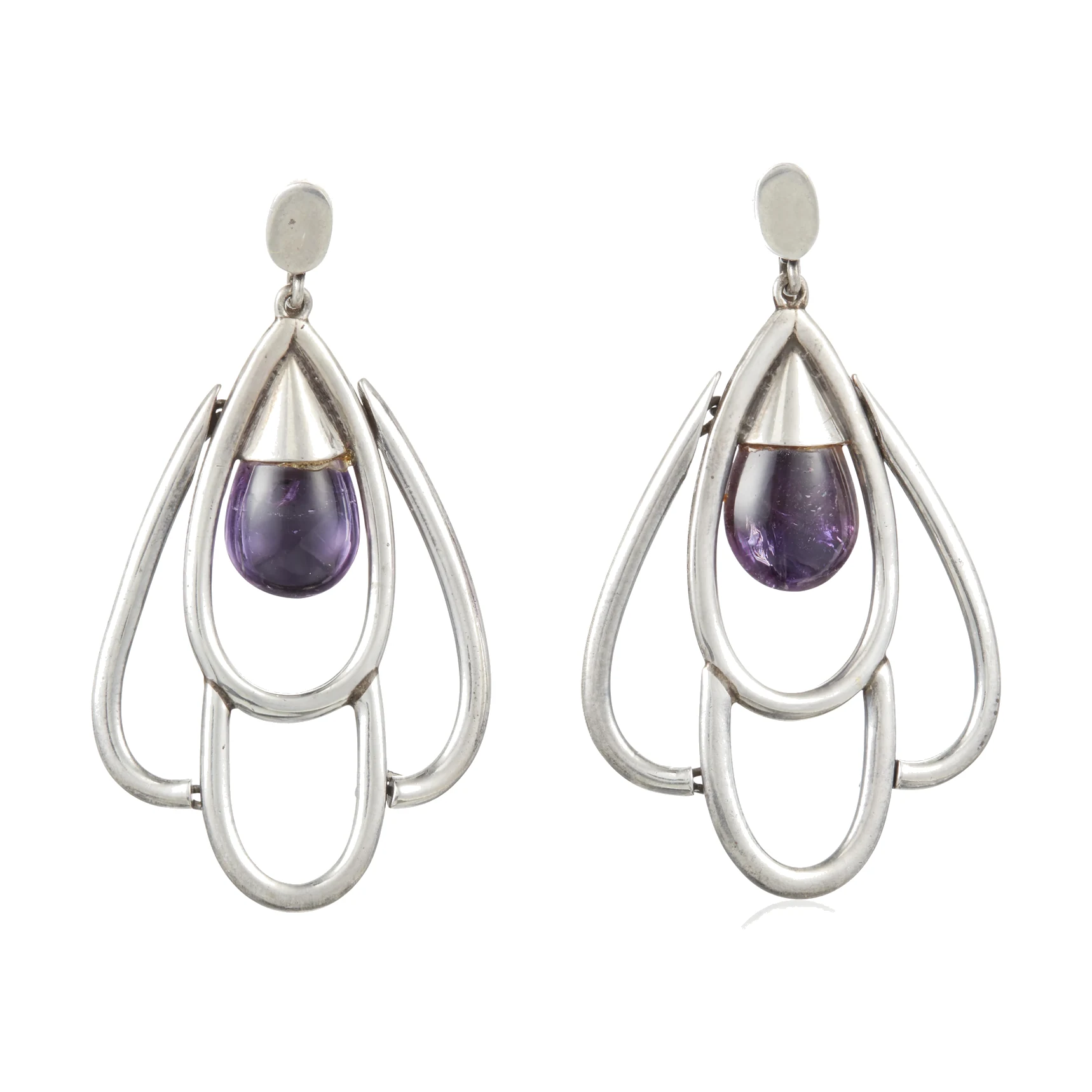 Caged amethyst teardrop earrings - Photo 1