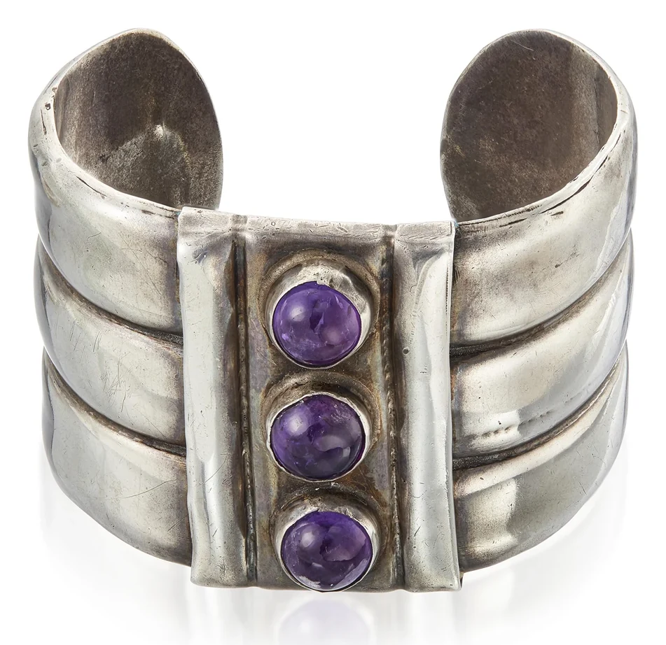 Amethyst and Silver Cuff Bracelet