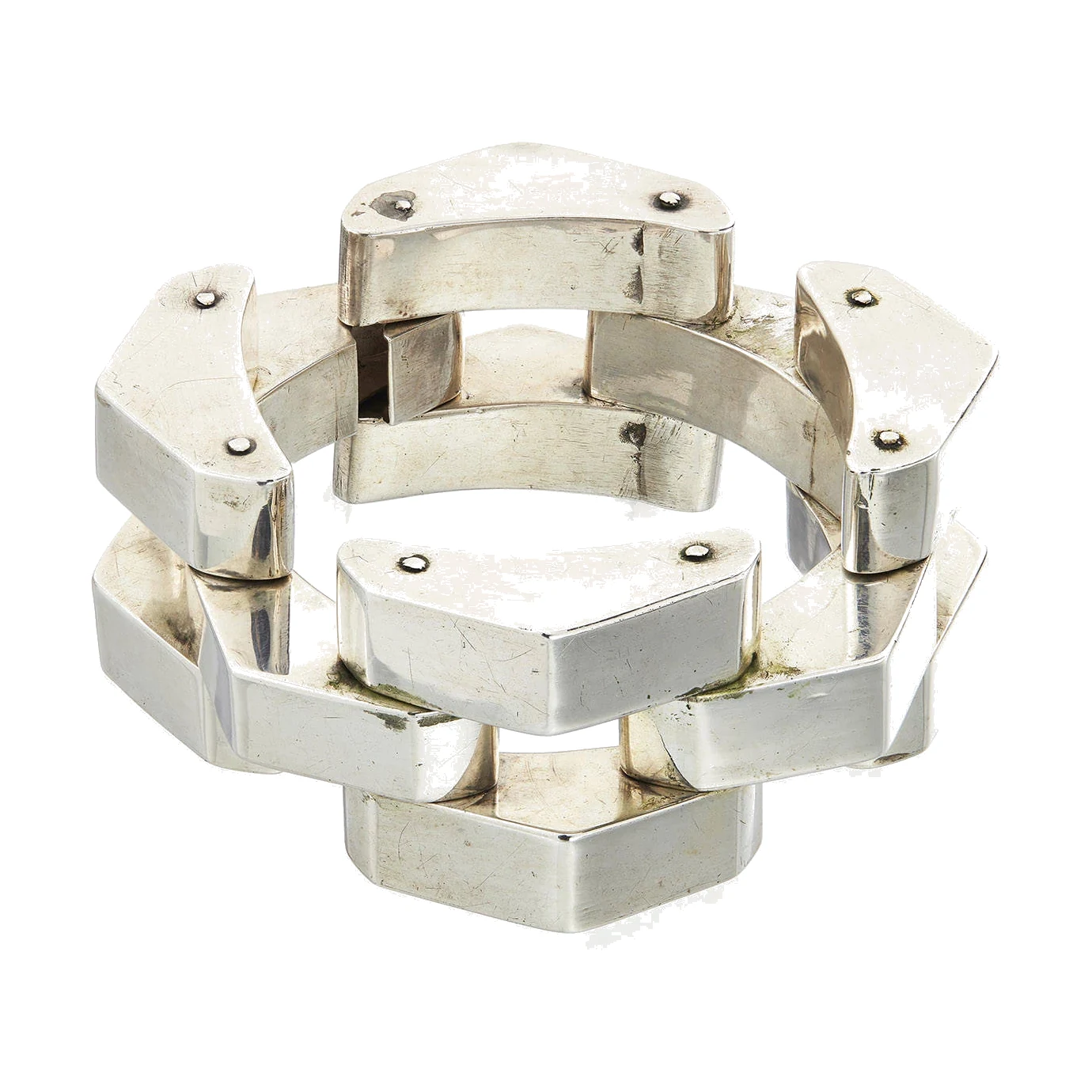 Pointed-Link Silver Bracelet