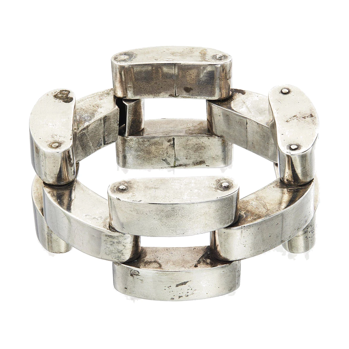 Rounded-Link Silver Bracelet