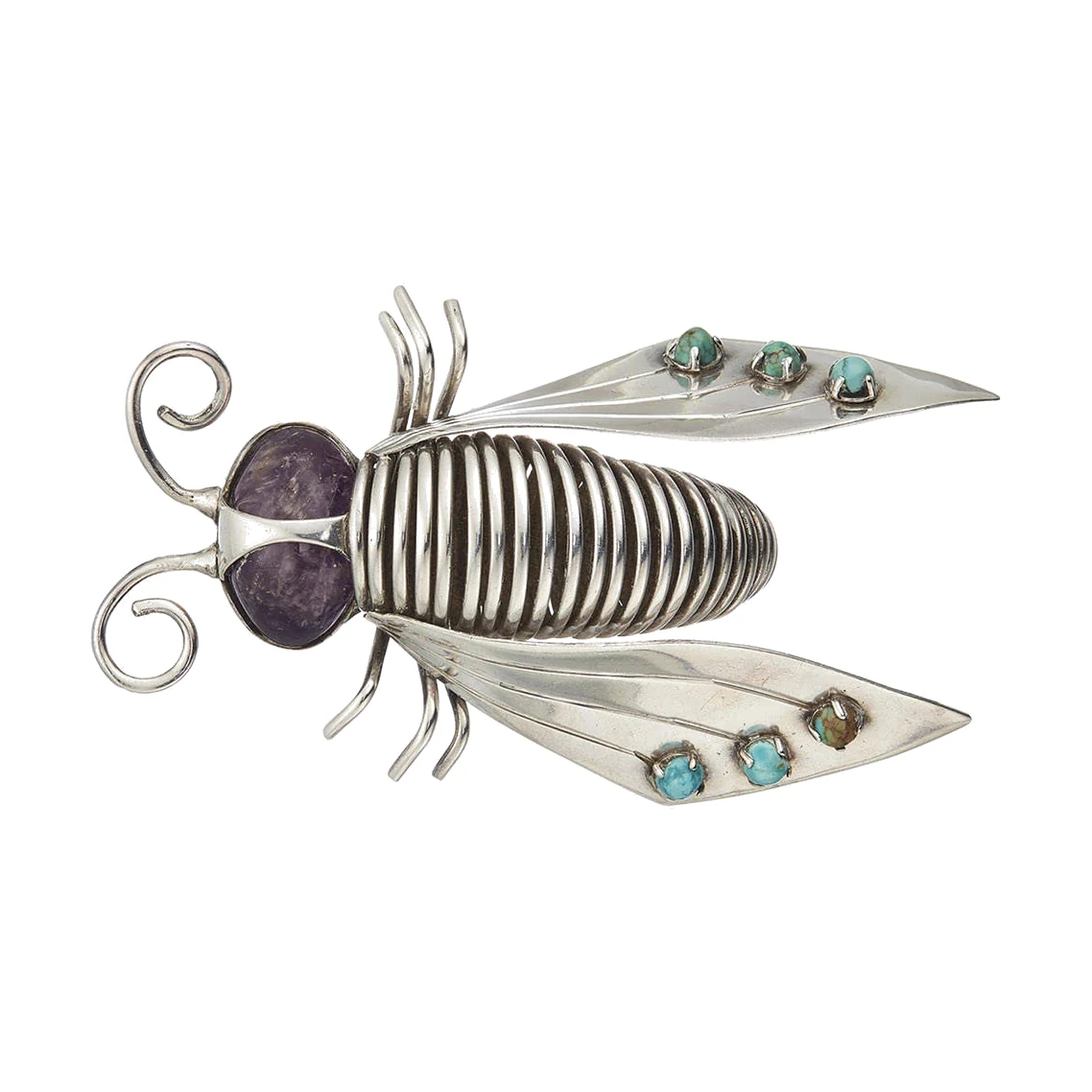 Silver and Amethyst Insect Brooch
