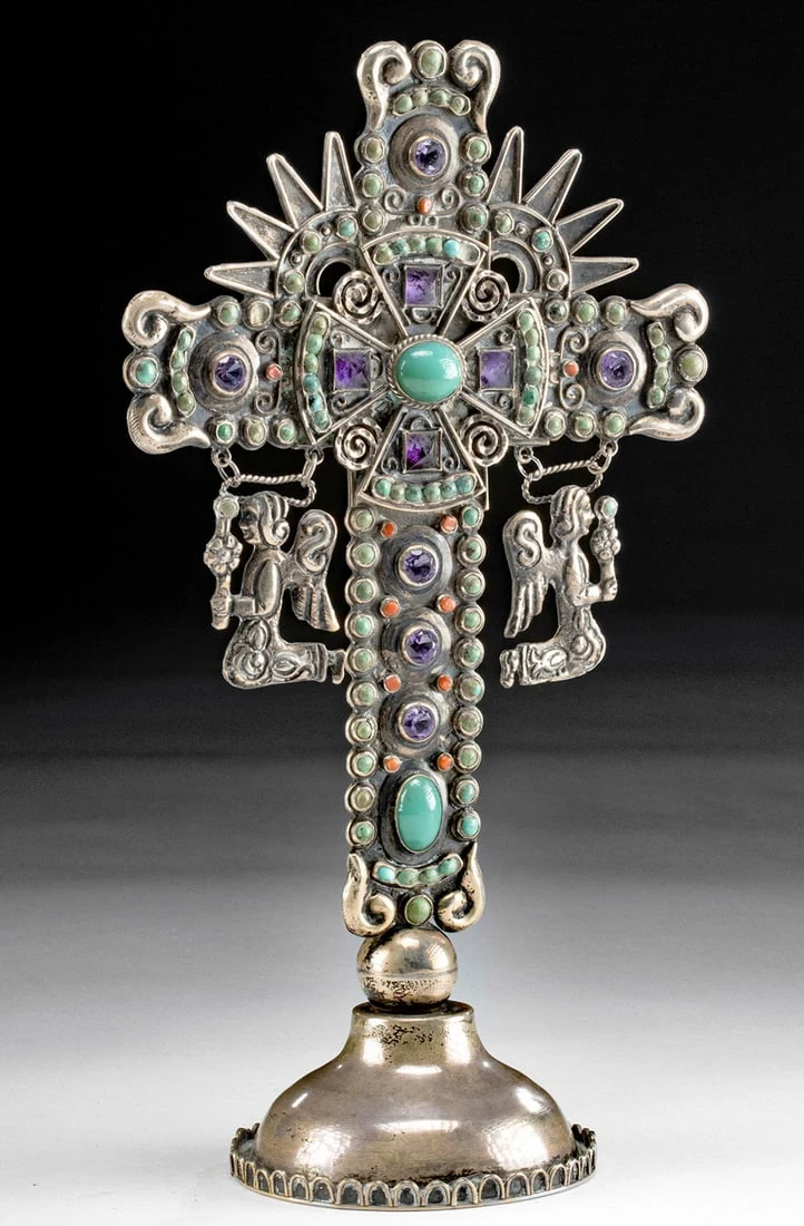 Inlaid Silver Standing Cross - Photo 1