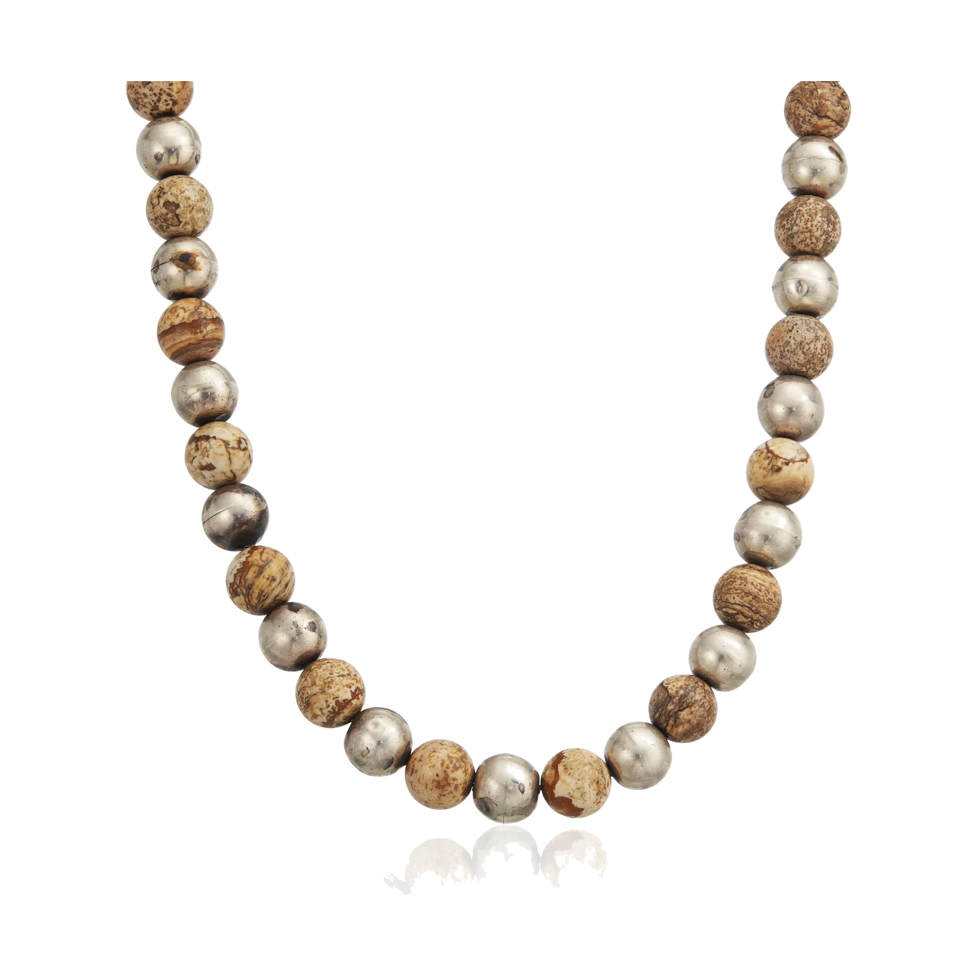 Picture Jasper and Silver Bead Necklace - Photo 1