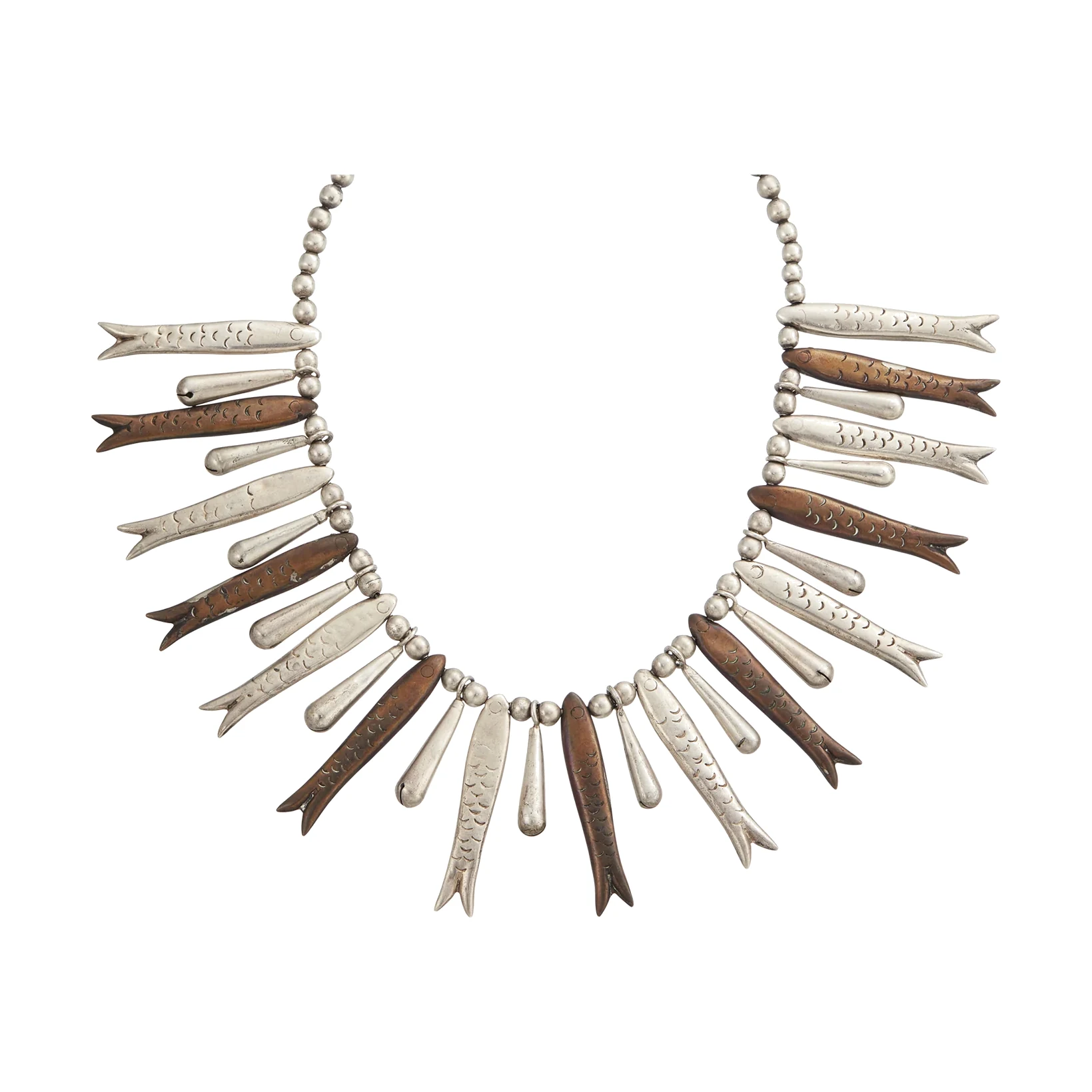 Silver and Copper Fish Necklace - Photo 1