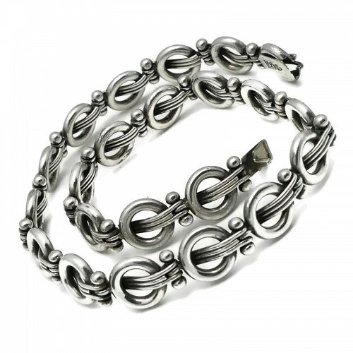 Triple-ball and wave-link “Lyre” necklace - Photo 1