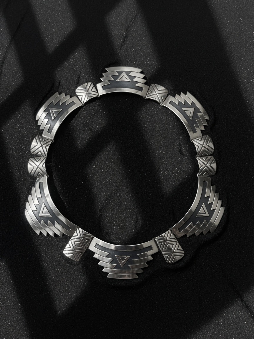 Necklace with Stepped Geometric Pendants