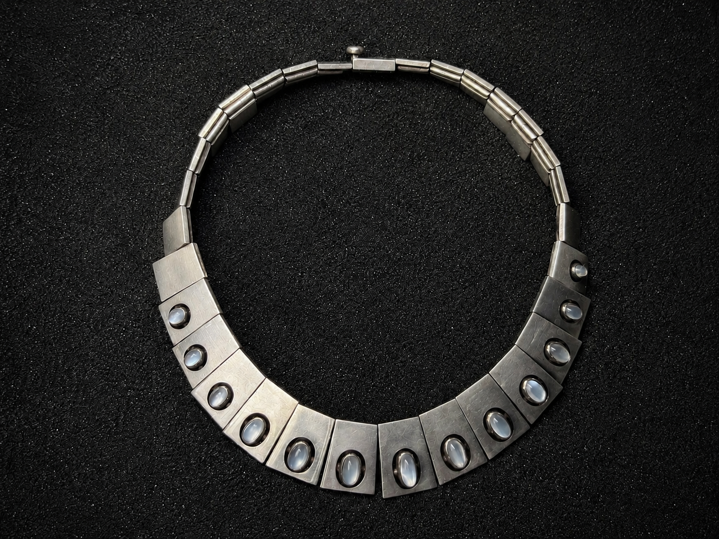 Trapezoid and moonstone collar necklace