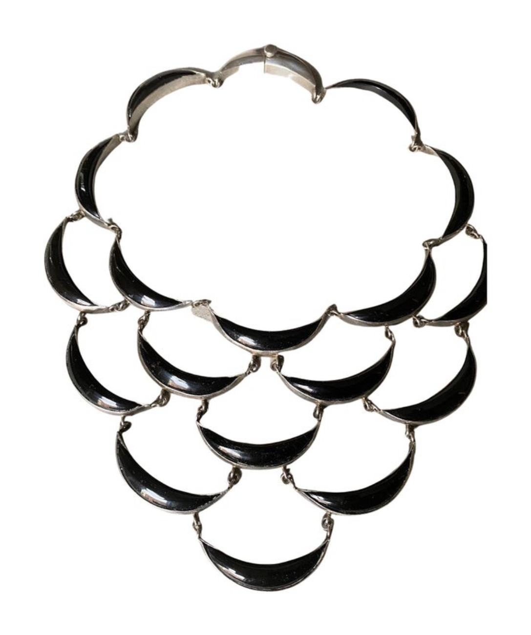 Onyx crescent bib necklace