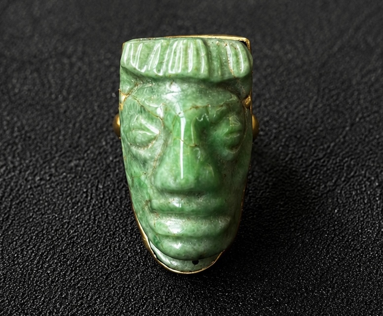 Mayan Jade God Mask Ring
