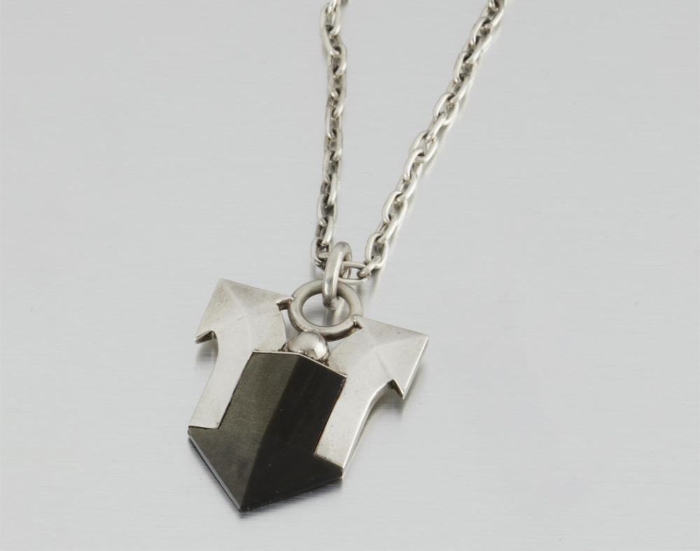 Obsidian and Silver Arrow Necklace