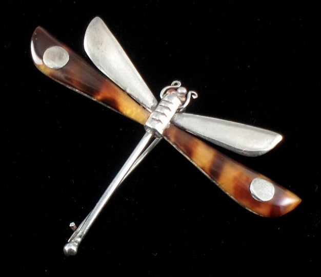 Dragon Fly Pin with Tortoise Shell Wings - Photo 1