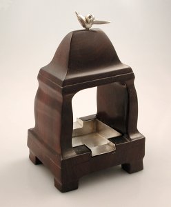 Rosewood Temple with Silver Inset Ashtray - Photo 1