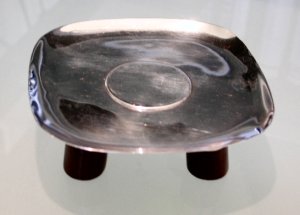 Square Silver Ashtray with an Applied Silver Disc - Photo 1