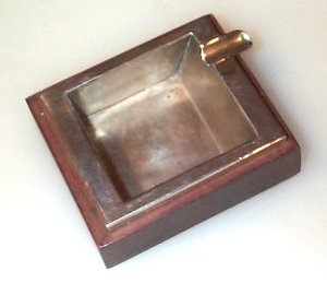 Square Ashtray of Silver Set into a Square Rosewood Frame - Photo 1