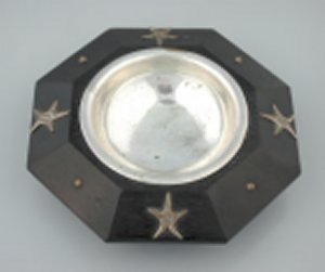 Octagonal Silver and Ebony Ashtray - Photo 1