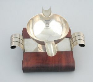 Ashtray on Rosewood Base with Scrolled Edges - Photo 1