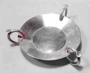 Simple Circular Silver Ashtray with Three Looped Handles - Photo 1